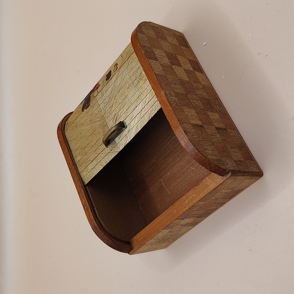 Vintage SCOTTY DOGS Inlaid Wood Case With Rolltop Articulated Lid JAPAN - Picture 3 of 8